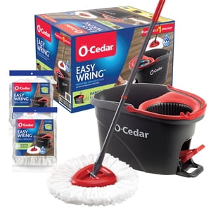 O-Cedar EasyWring Spin Mop and Bucket System, 2 Extra Heads