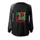 thumbnail image 4 of Pntutb Blusa de manga larga de encaje con cuello redondo y estampado navideño para mujer Tops sólidos Pntutb Pntutb-5589, 4 of 5