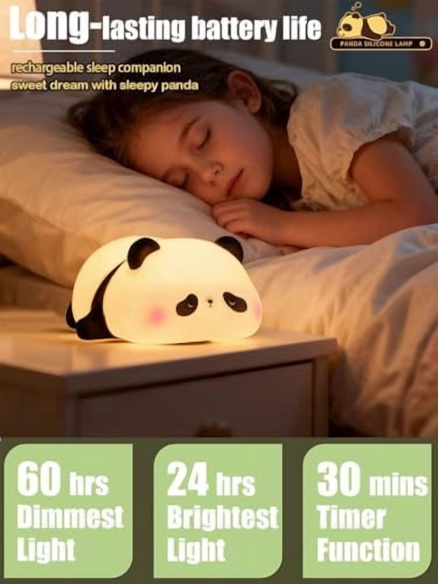 Cute Panda Night Light, Squishy Panda Novelty Animal Lamp, 3 Level Dimmable Nursery Nightlight with Timer, Food Grade Silicone Touch Night Light Fun Gifts for Kids Boys Girls Baby