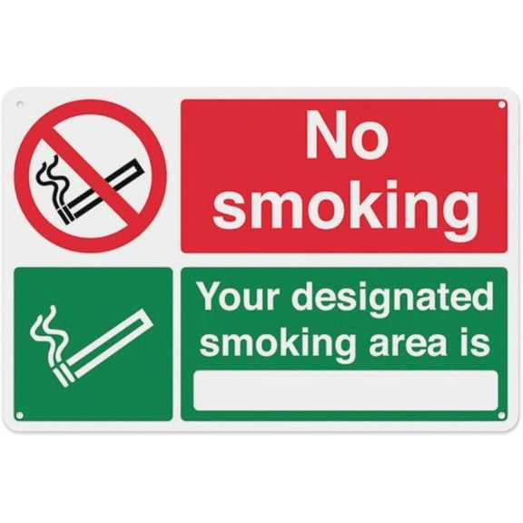 Smoking Area Signs 8"x12" - Aluminum Tin Warning for Home Outdoor Garden, Durable Fire Safety Decor for Public Space