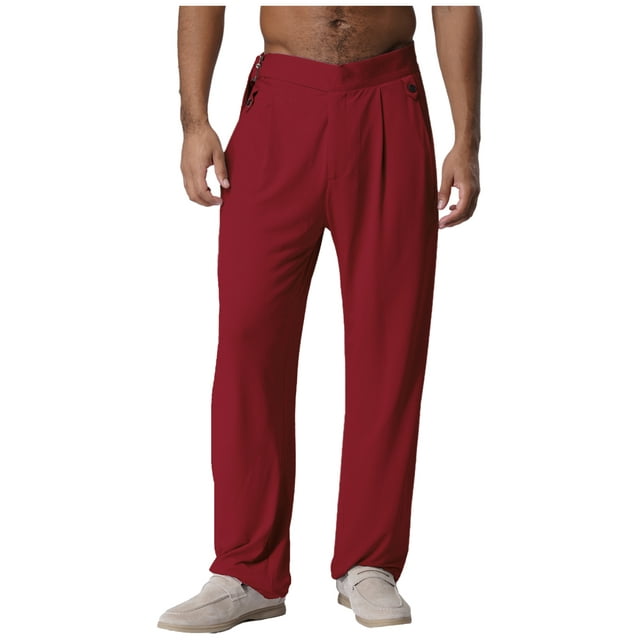 YiZYiF Men's Latin Dance Pant Salsa Rumba Tango Competition Ballroom Practice Pants Trousers Burgundy M