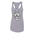 thumbnail image 2 of Drawn Tribal Wolf Animal Lover Ladies Racerback Tank Top, Heather Grey, Medium, 2 of 3