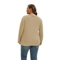 thumbnail image 6 of SHIBEVER Long Sleeve Shirts for Women Plus Size Womens Clothes V Neck Fall Tops for Women Trendy Womens Plus Size Tops Cotton Clothes Winter Khaki 3XL, 6 of 10