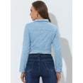 thumbnail image 4 of INSPIRE CHIC Veste Courte Décontractée en Faux Suède pour Femmes avec Col Cranté et Boutons, Poches, Bleu Clair P, 4 of 5
