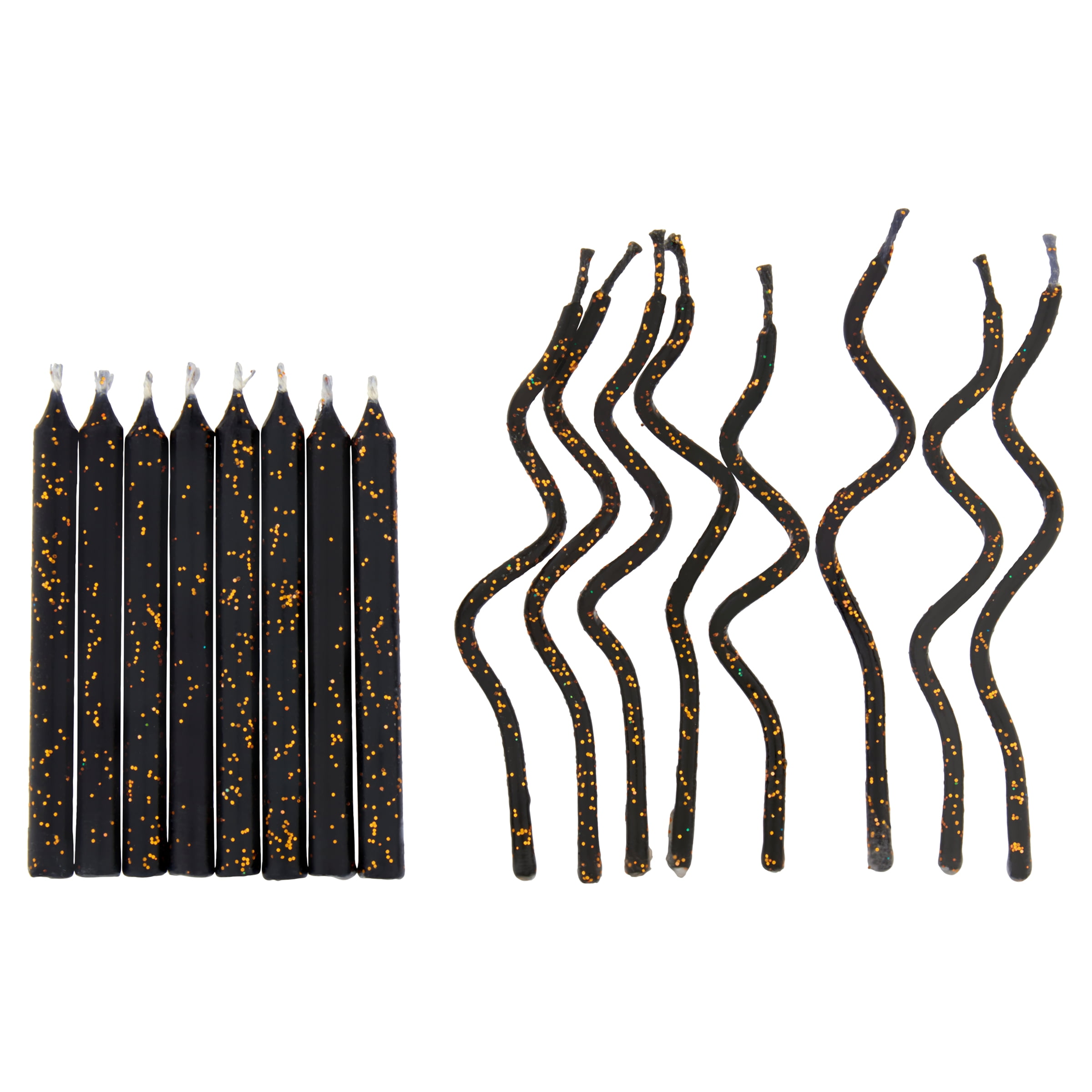 (3 pack) Great Value Straight & Wavy Birthday Candles, Black & Gold, 16 Count