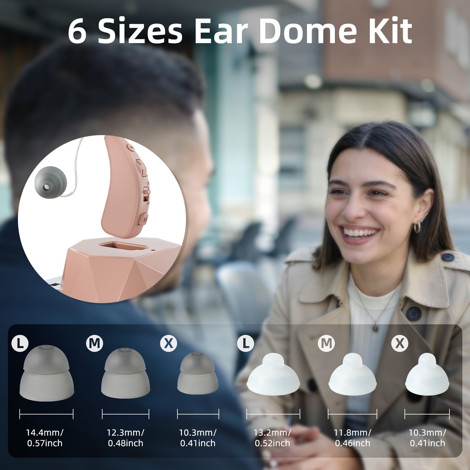 Delmicure Hearing Aids for Seniors with Charging Base, 8-Level Volume, Rechargeable, Digital, VHP-1505 Beige, Single