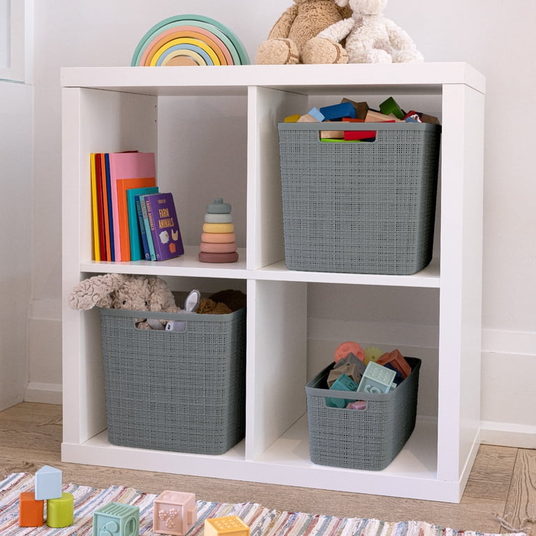 Curver Set of 6 Jute-Look Resin Storage Baskets, Gray photo 8