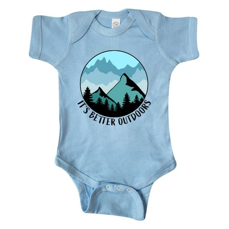 

Inktastic It s Better Outdoors Mountains in Blue Gift Baby Boy or Baby Girl Bodysuit