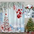 thumbnail image 6 of Christmas Shower Curtain Tree Xmas Ball Snowflake Twigs Pine Tree Branch Winter Holiday Red Blue White Festival Teens Bathroom Home Curtain with Hooks,70" Wx70 H, 6 of 6