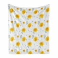 thumbnail image 1 of Yellow Flower Soft Flannel Fleece Blanket, Seasonal Autumn Florets Chrysanthemum Fall Leaves Natural Grace Theme, Cozy Plush for Indoor and Outdoor Use, 50" x 70", Mustard Pale Grey, by Ambesonne, 1 of 6