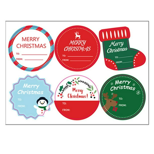 Christmas Gift Tag Stickers Santa Snowmen Xmas Tree Deer Christmas Decor Self Adhesive for DIY Presents Labels Decals Christmas Gift