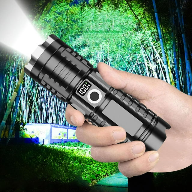 Kbndieu Outdoor Lighting Brightest Outdoor Flashlight 1000 Lumens LED Flashlight LED Light Rechargeable Powerful Torch Long up to 100-300 Meters Home Essentials