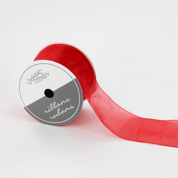 UNIQUE CREATIV, Ribbon, Organza, Red, 38mm x 2.7m (1.5" x 9ft)