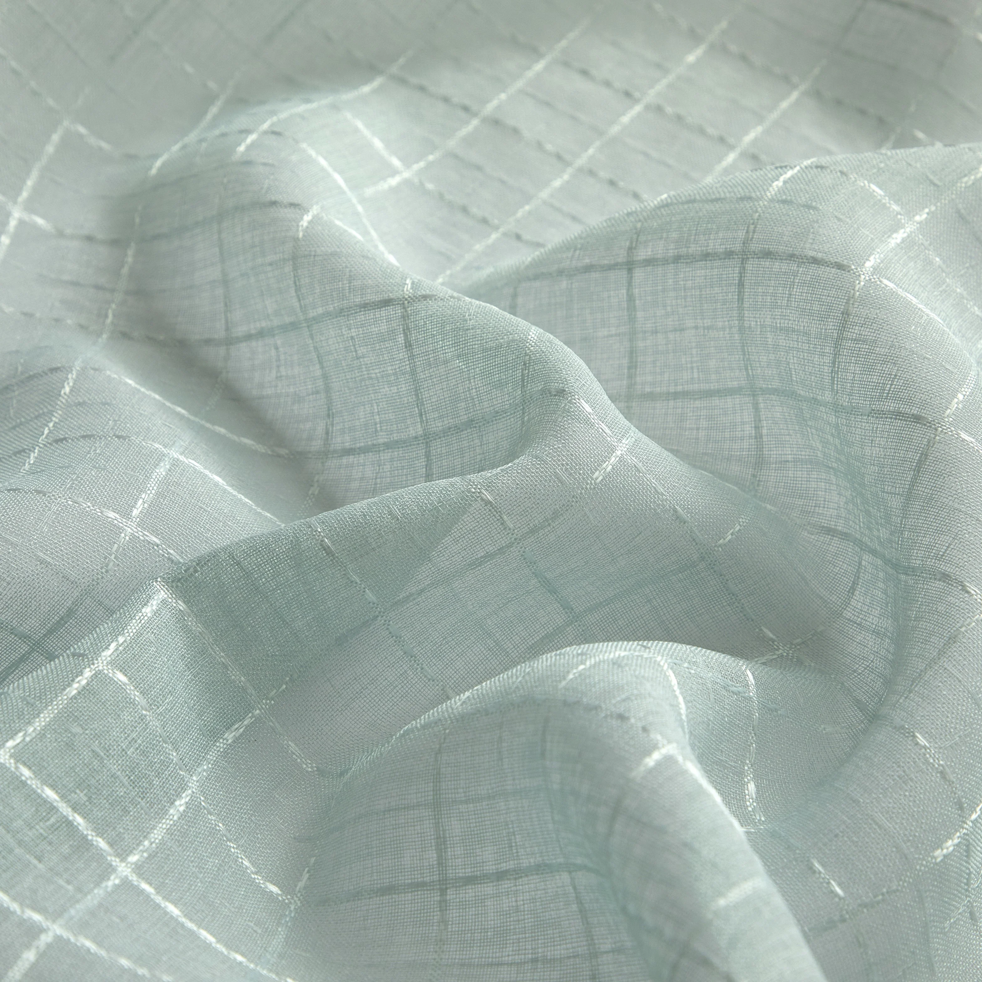 Mainstays Windowpane Sheer Curtain Panel Pair, Set of 2, Soft Sea, 38" W x 84" L