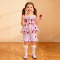 thumbnail image 4 of TOWED22 Girls 2 Piece Cute Summer Clothes Sets Toddler Infant Sleeveless Tank Top Shirts and Shorts Sweet Outfits Casual Cotton Clothing(Purple,3-4 Y), 4 of 4
