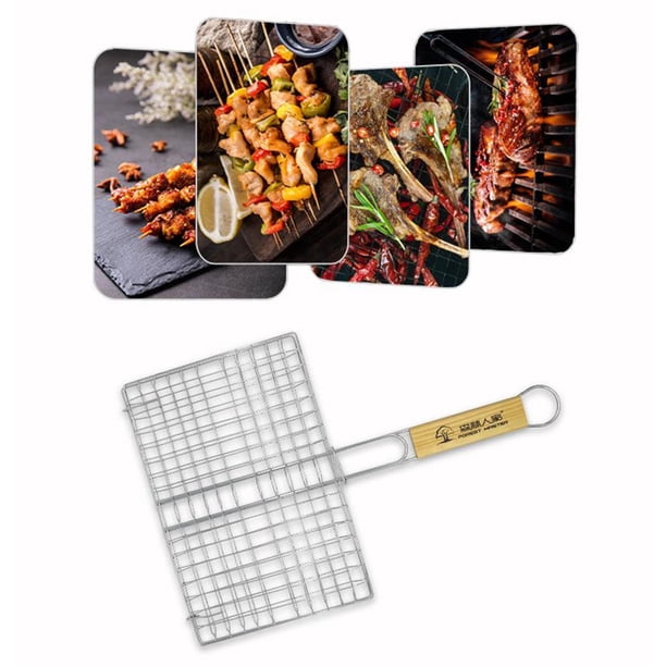 de Parrilla Portátil para , Herramienta para , Trabajo para Filetes de Verduras, Carne, Camarones, Chuletas, Hecha de material acero Los 45x30cm shamjiam canasta de parrilla de alambre de hierro