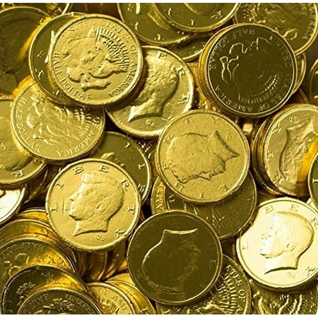 Solid Milk Chocolate Large Kennedy Gold Coins - 2 Full Pounds Bulk Wholesale