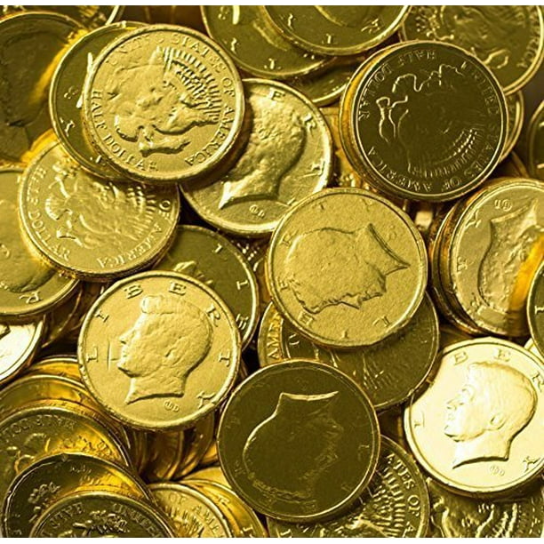 Solid Milk Chocolate Large Kennedy Gold Coins 2 Full Pounds Bulk