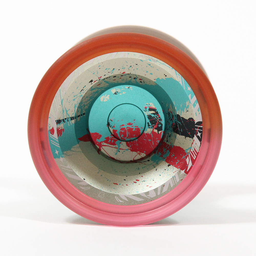 C3yoyodesign Super Scintillator Yo-Yo - Hybrid Tri-Material - Simpson Wong Signature YoYo (Champagne Teal Red Bronze Rims Fade PC)