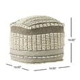 thumbnail image 3 of Noble House Lorelei Boho Wool and Cotton Ottoman Pouf, Gray and White, 3 of 7