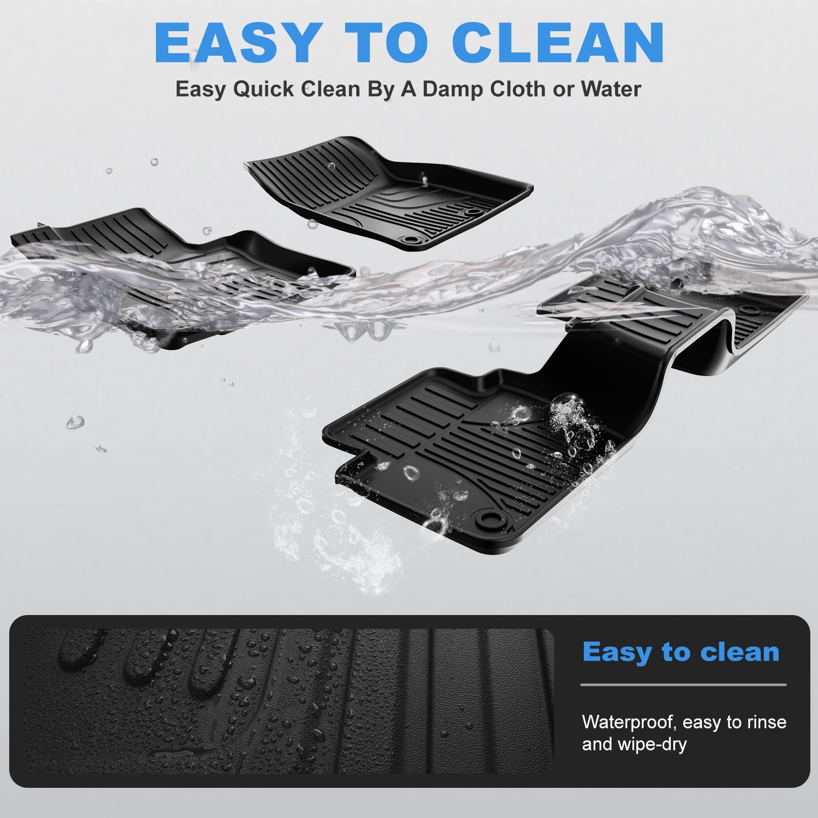 Automotive Floor Mats for Toyota Camry 2018-2023 (Petrol/Hybrid Model), Heavy Duty TPE All Weather Car Floor Mats, 1st & 2nd Row Full Set Rubber Floor Liners, Anti Skid Car Mats, Black