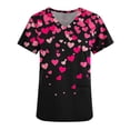 thumbnail image 4 of Fewfanhot Womens T Shirts Printed V-neck Short Sleeved Pocket Scrub Top, 4 of 5