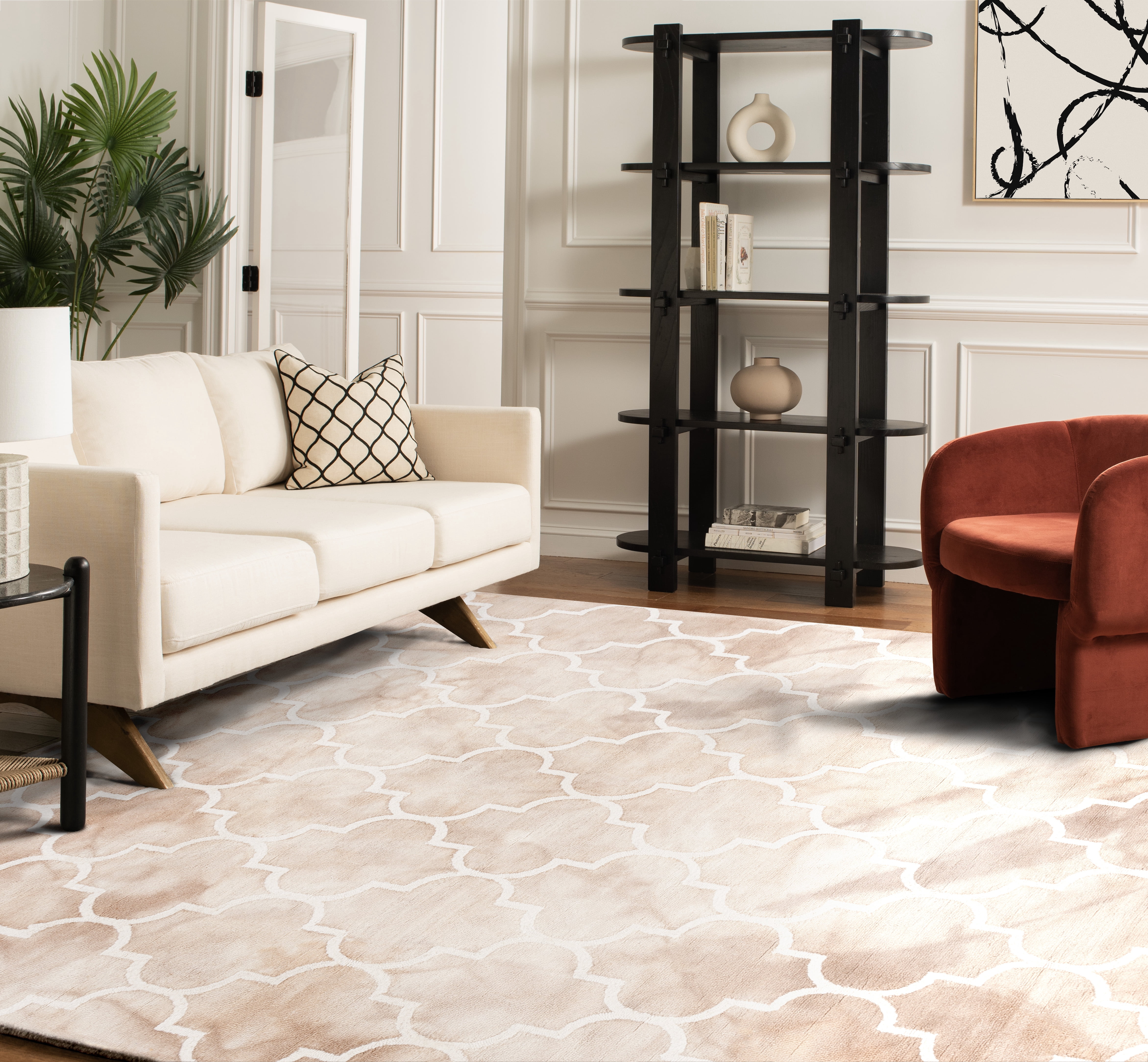 Safavieh Dip Dye Calanthe Geometric Wool Area Rug, Beige/Ivory, 5' x 5' Square