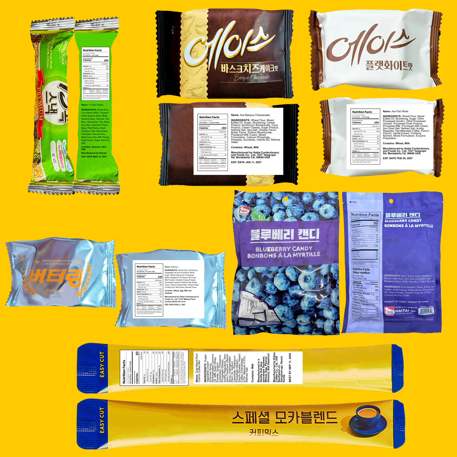 Korean Snack Box 47 Count Journey of Asia Individual Wrapped Packs of Coffee, Snacks, Chips, Cookies, Noodle and Drink, Treats for Kids, Children, College Students, Adult and Senior