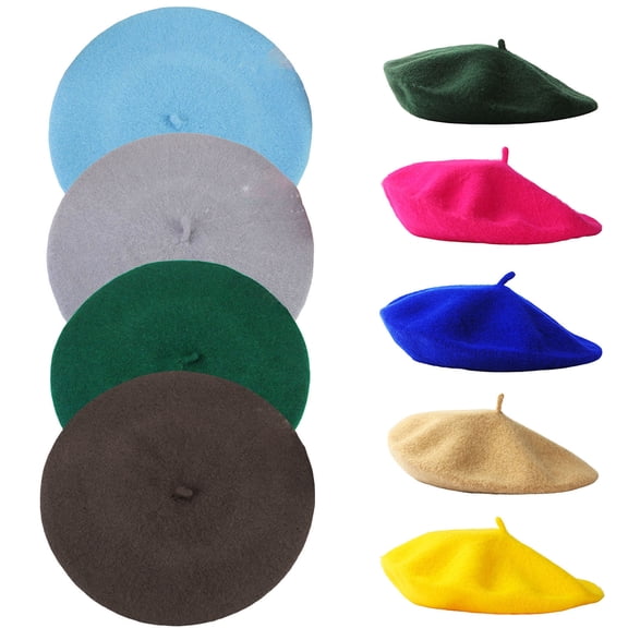 D-GROEE Beret Hat for Women French Berets Fashion Solid Color Hats Winter Beanie Plain Color Cotton Blend Cap