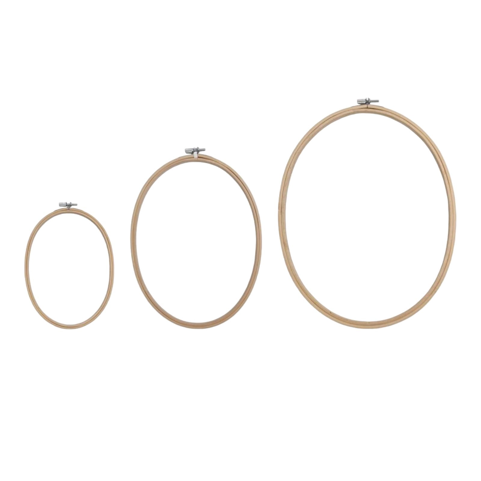 Tachiuwa 3Pcs Oval Embroidery Hoops Cross Stitch Frame Reusable Needlework Sturdy Portable Wooden Hoop for Sewing Embroidery Projects