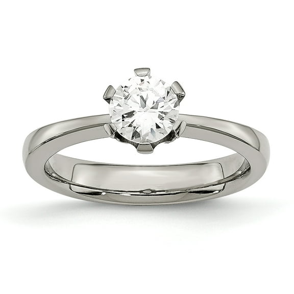 Primal Steel Titanium Cubic Zirconia Ring