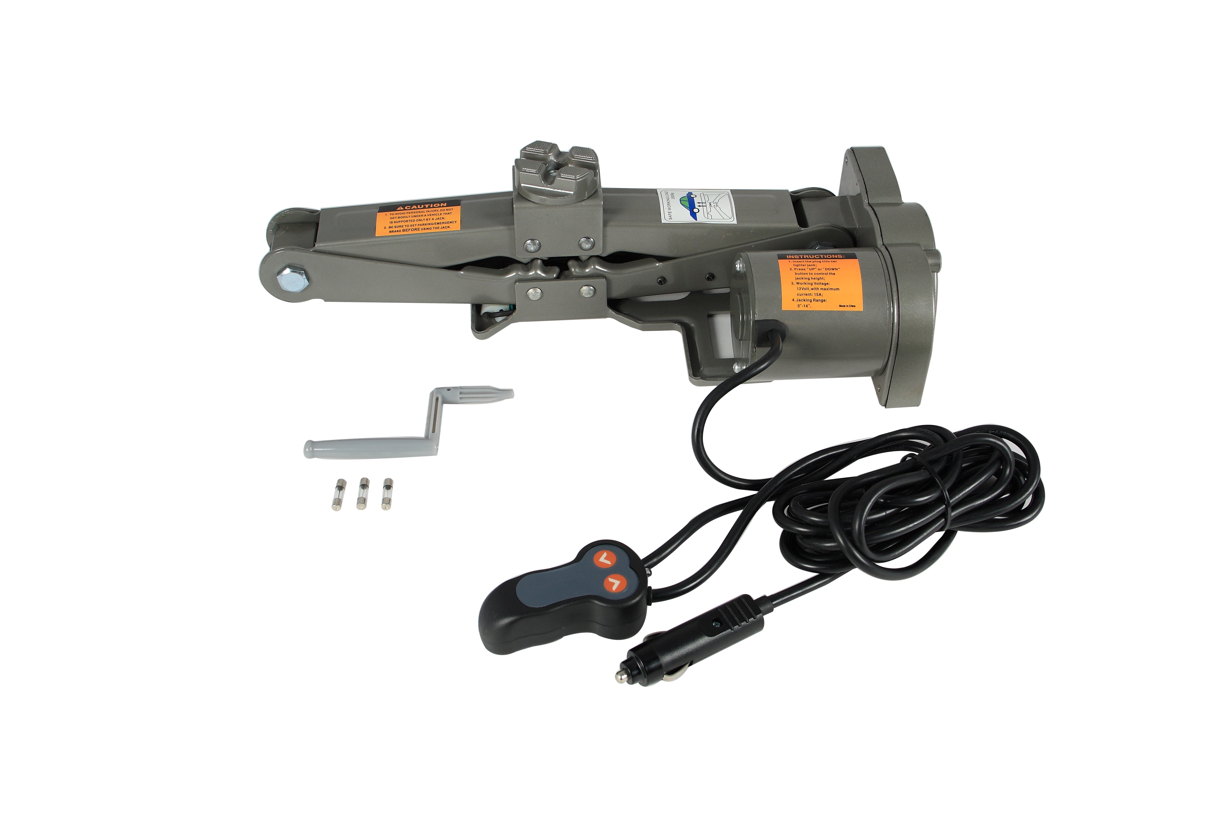 Scissor Jack 12 Volt/ 15 Amp Electric 4000 Pound Capacity Gray Steel