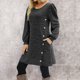 thumbnail image 4 of Vestido de manga larga con botones laterales para mujer: cuello redondo, largo hasta la rodilla, bolsillos, tejido de poliéster, tallas S-XXL para otoño/invierno, 4 of 6