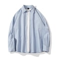 thumbnail image 1 of Mens Shirts with Pocket Business Casual Long Sleeve Tshirts Shirt Button-Down Collared Solid Color Breathable Lapel Work Shackets Tops, 1 of 6