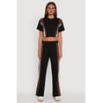 thumbnail image 3 of Womens Animal Print Varsity Stripe Side Crop Top, 3 of 5