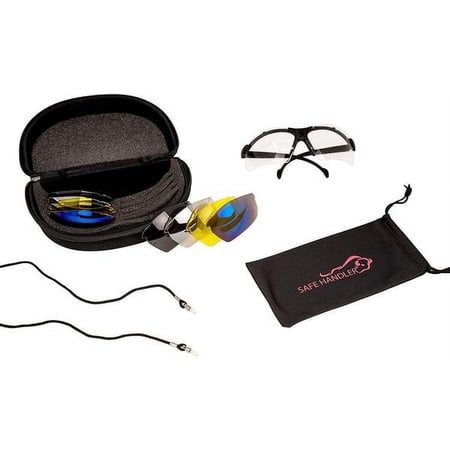 Safe Handler Tactical Eyewear Shooting Glasses Set, 5 changeable Lenses, Storage Case, Microfiber Bag & Strap