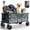 Gray-new, variant on Gianna Folding Double Decker Wagon with Brakes, 54" Extra Long Extended Cart, Equipped with 7" All-Terrain Big Wheels for Camping, Sports,Blue
