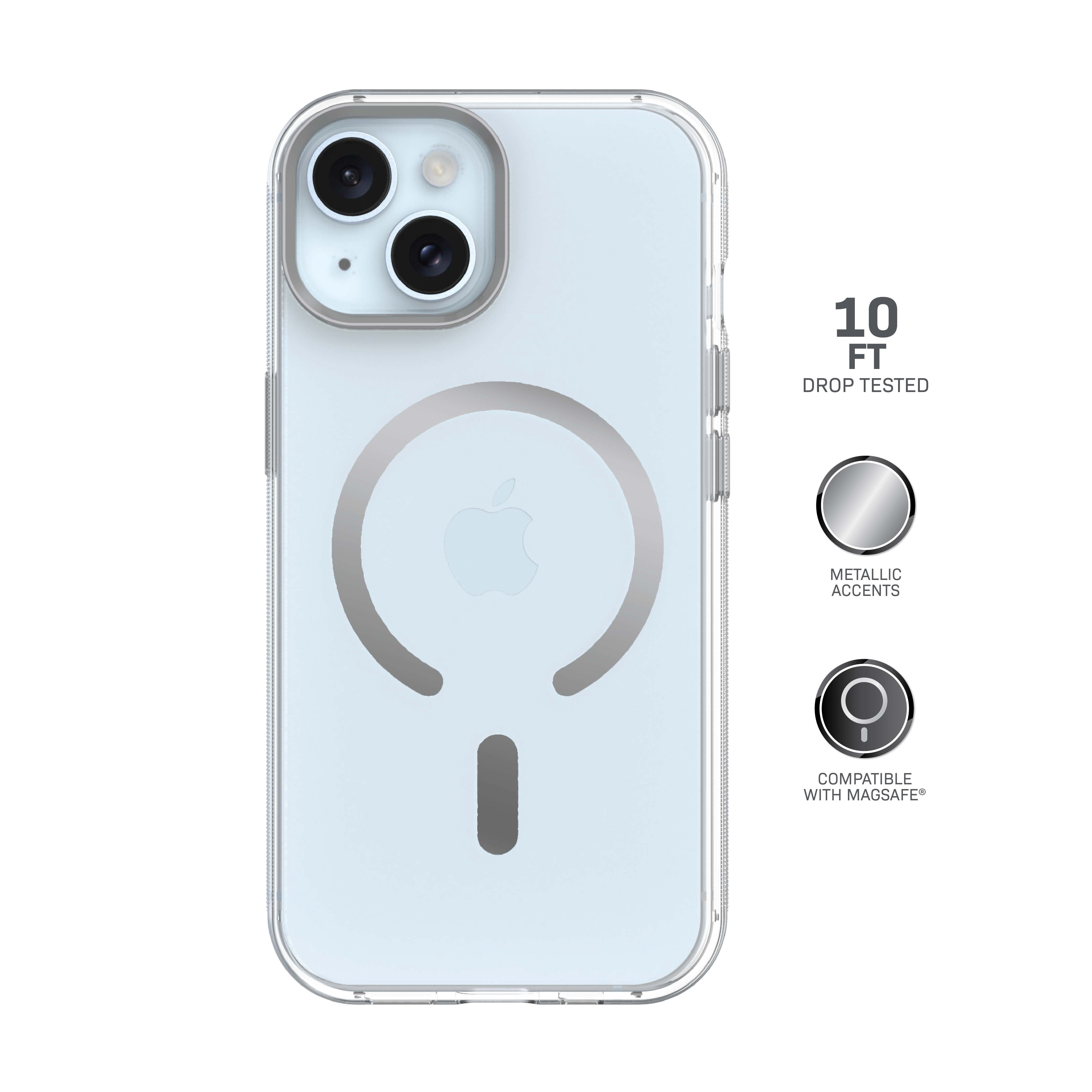 Body Glove Reflector Phone Case for iPhone 17e / 16e / 15 / 14 / 13, MagSafe Compatible - Clear/Silver