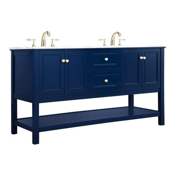 Elegant Decor Metropolis 60" Solid Wood and Metal Single Bathroom Vanity in Blue