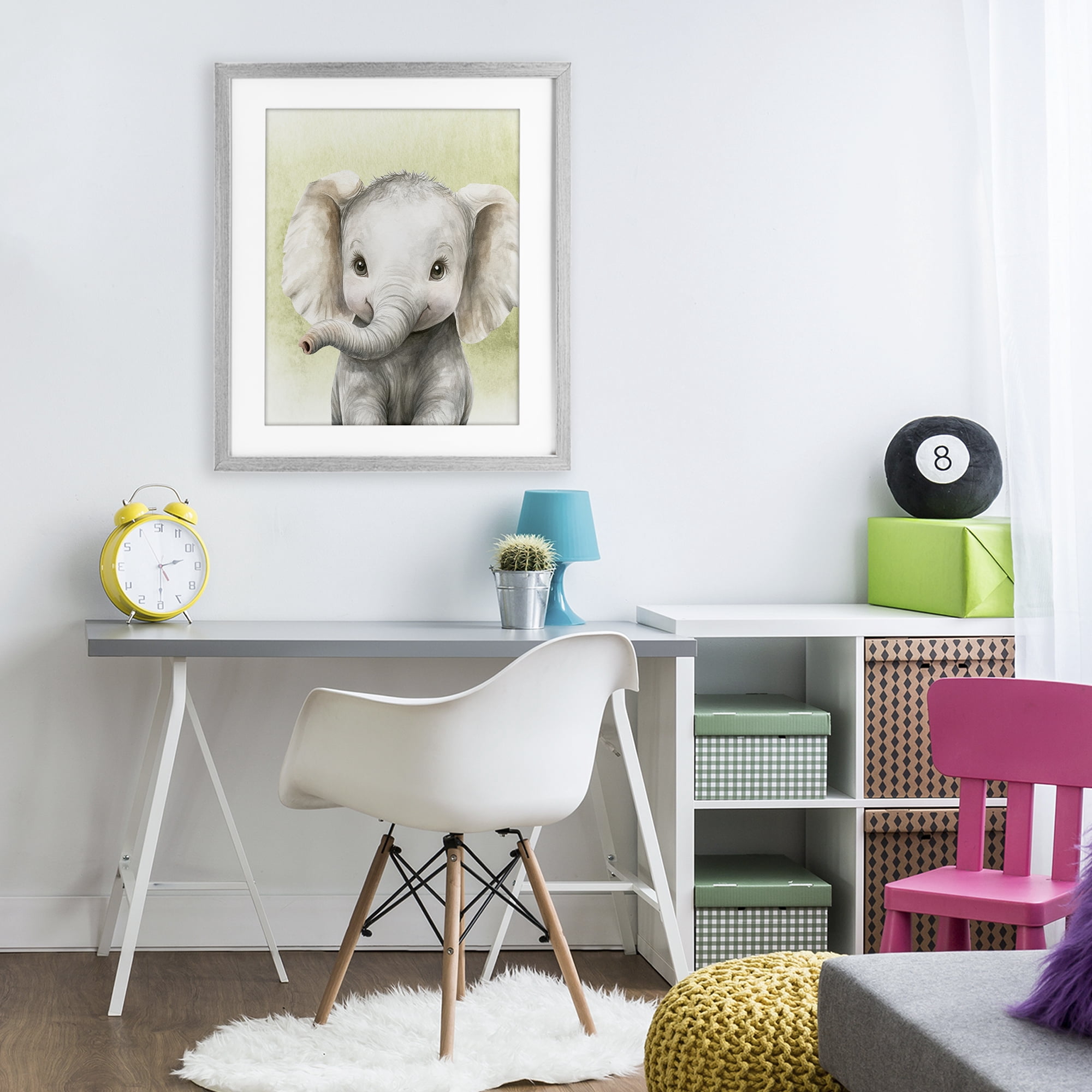 Stupell Industries Jungle Friends Baby Elephant Gray Framed Print Under Glass, design by Christine Simpson Art