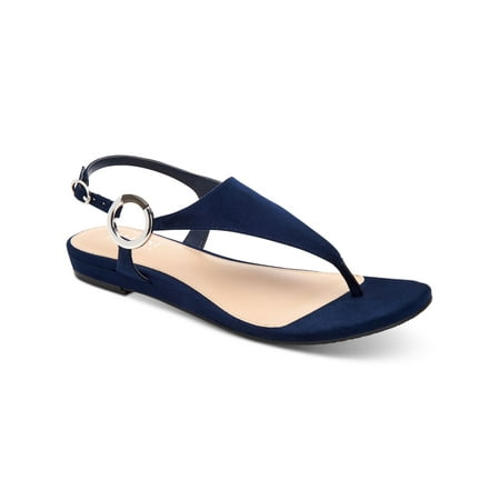 

ALFANI Womens Navy Adjustable Hayyden Round Toe Buckle Thong Sandals 7.5 M