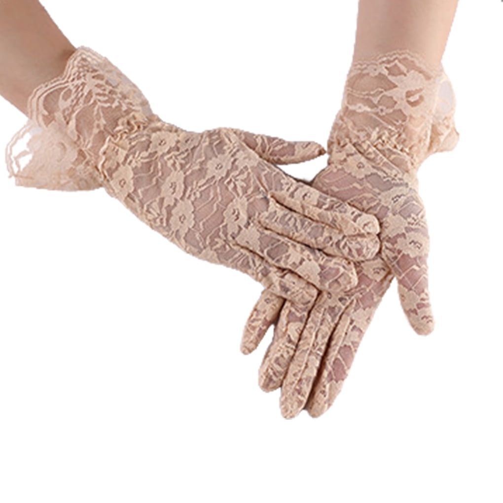 Toma 1 Pair Lace Gloves Beautiful Women Clothes Decor Short Type Dress  Ornament Fashion Accessory for Wedding Costume Party Wearing White