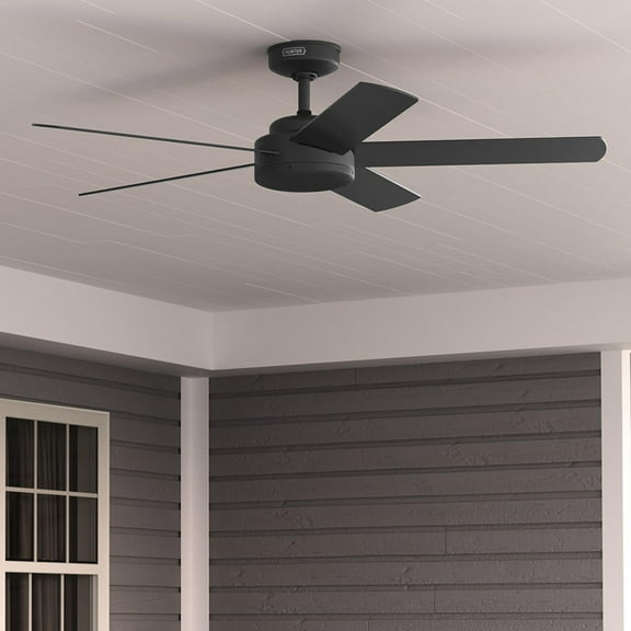 Restored Hunter Fan 52 Inch Black Outdoor/Indoor Ceiling fan with Remote for Porch, Living Room, Office, Kitchen (Refurbished)