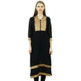 thumbnail image 2 of Phagun Georgette Straight Kurti Brocade Yoke Designer Tunic Casual Dress, 2 of 2