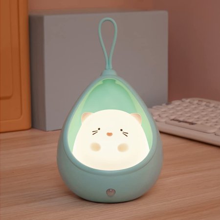 Cute Hanging Kitty Motion Sensor Night Light Multi Color Variants Warm Glow USB-C Rechargeable Portable Lamp 3 Installation Ways Kids Nursery Bedroom Hallway Decor Gift