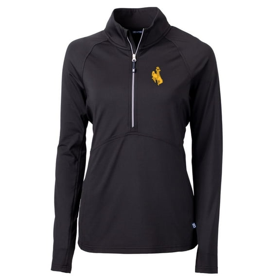 Women's Cutter & Buck Black Wyoming Cowboys Adapt Eco Knit Half-Zip Pullover Jacket