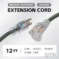 thumbnail image 2 of Cable de extensión EP de 12 pies iluminado para exteriores, 12/3, SJTW, 15 A, 125 V, 2 of 7
