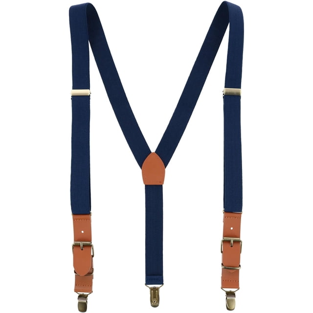 CTM® 1 Inch Wide Suspender with Faux Leather Buckle and Clip-Ends (Men's)