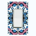 thumbnail image 1 of Metal Light Switch Plate Cover Mauve Blue Mandala Flower Tile Pattern MDL118, 1 of 13