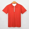 thumbnail image 3 of Pure Red Men Zipper T-shirt Summer Casual Short Sleeve T-shirt Top, 3 of 7